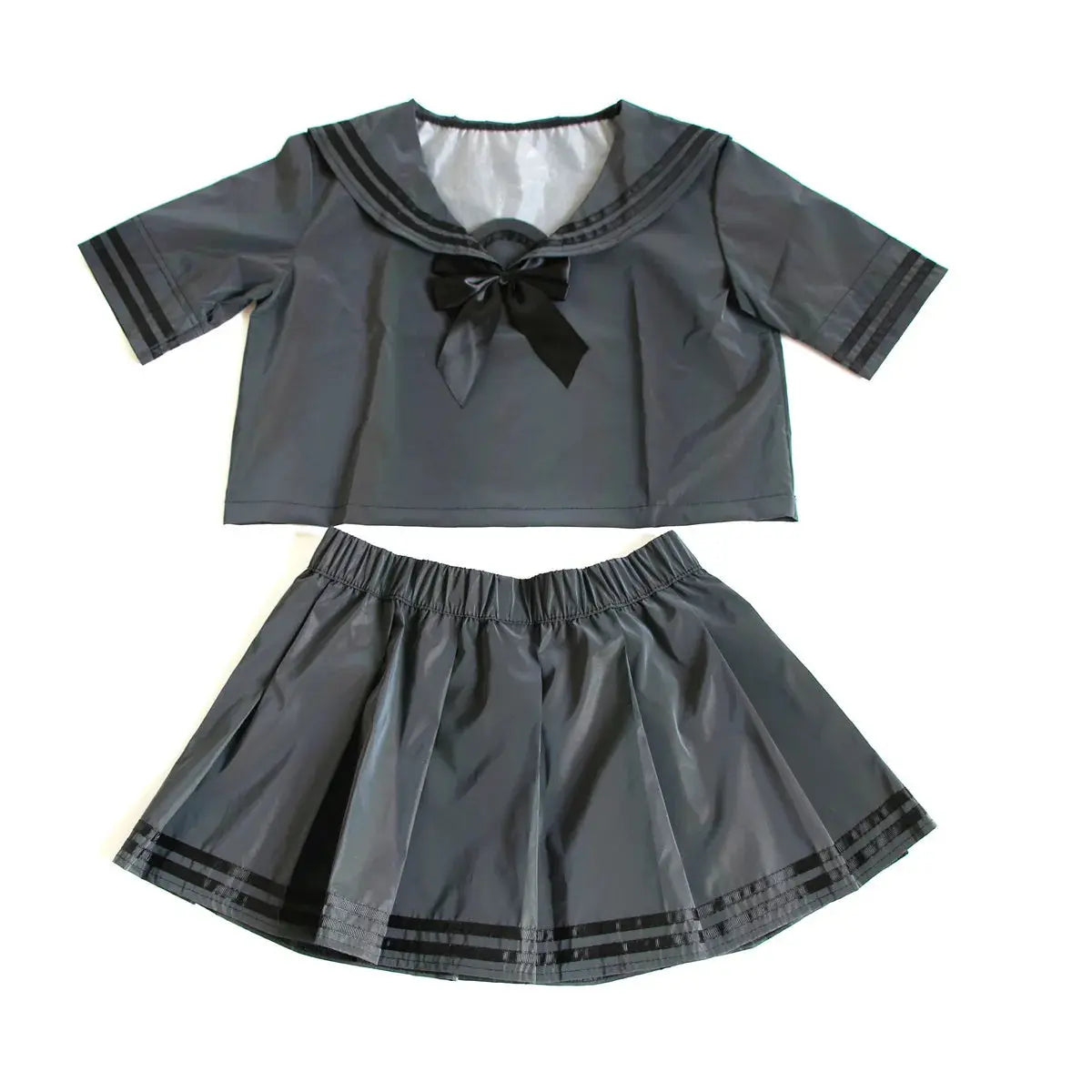 2024 Summer Women Colorful Reflective Sailor Suit Y2K Harajuku Style 2 Pieces Sets Tops+Mini Pleated Skirts conjuntos para mujer Browsglamour