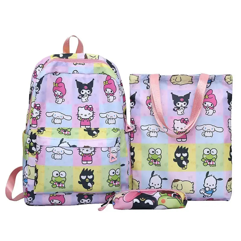 3pc Sanrio School Bags-Backpacks with Lunch Tote, and Pencil Bag - Browsglamour