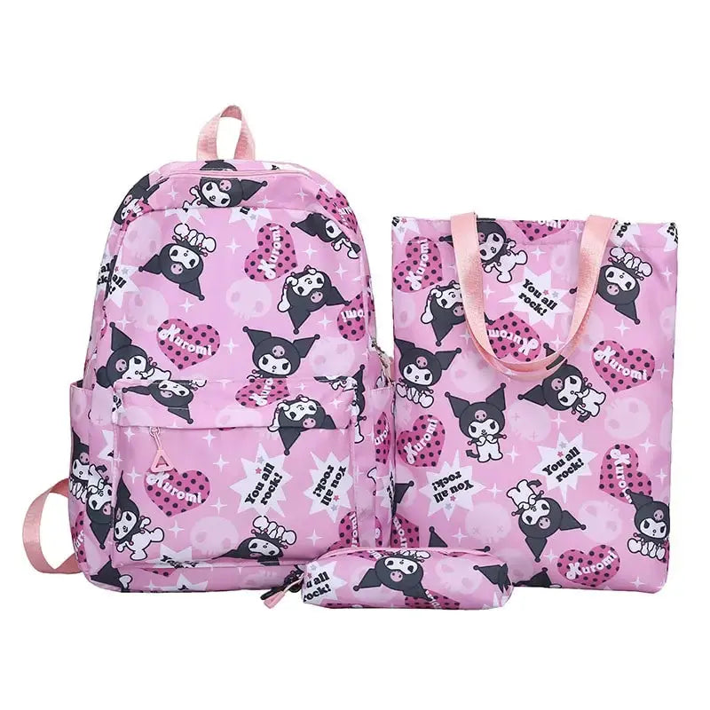 3pc Sanrio School Bags-Backpacks with Lunch Tote, and Pencil Bag - Browsglamour