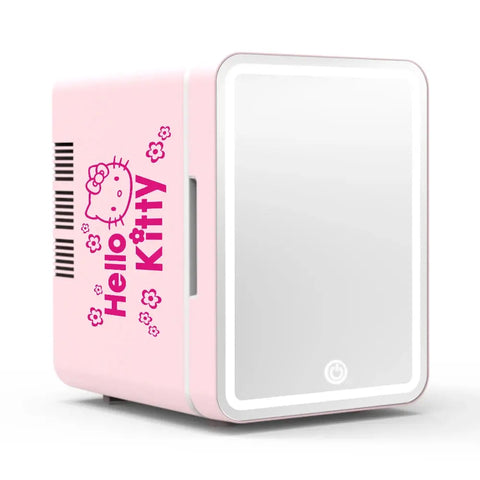 4L Hello Kittys Mini Fridge with Led Light, Mirror -Portable Cosmetic Storage Refrigerator - Browsglamour