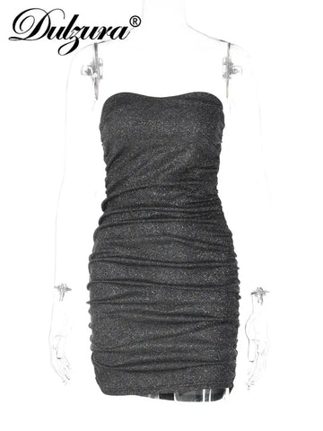 Bling Glitter Sequins Backless Ruched Bodycon Mini Dress - Browsglamour