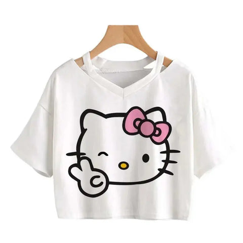 Crop Top Hello Kitty T-shirt - Browsglamour