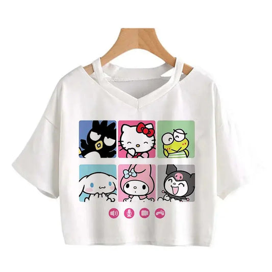 Crop Top Hello Kitty T-shirt - Browsglamour