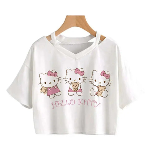 Crop Top Hello Kitty T-shirt - Browsglamour