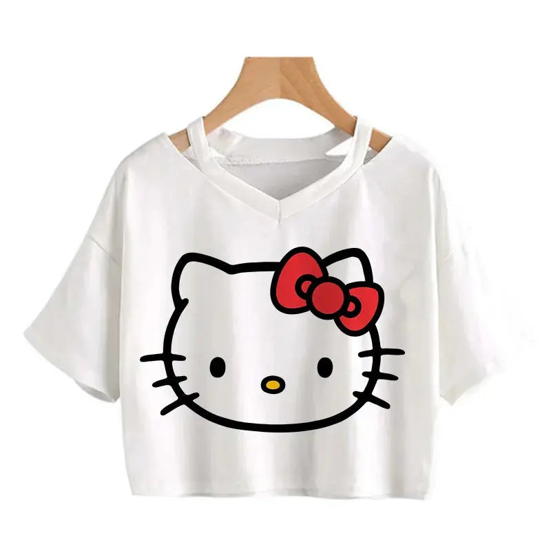 Crop Top Hello Kitty T-shirt - Browsglamour