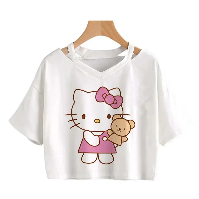 Crop Top Hello Kitty T-shirt - Browsglamour