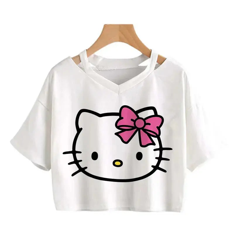 Crop Top Hello Kitty T-shirt - Browsglamour