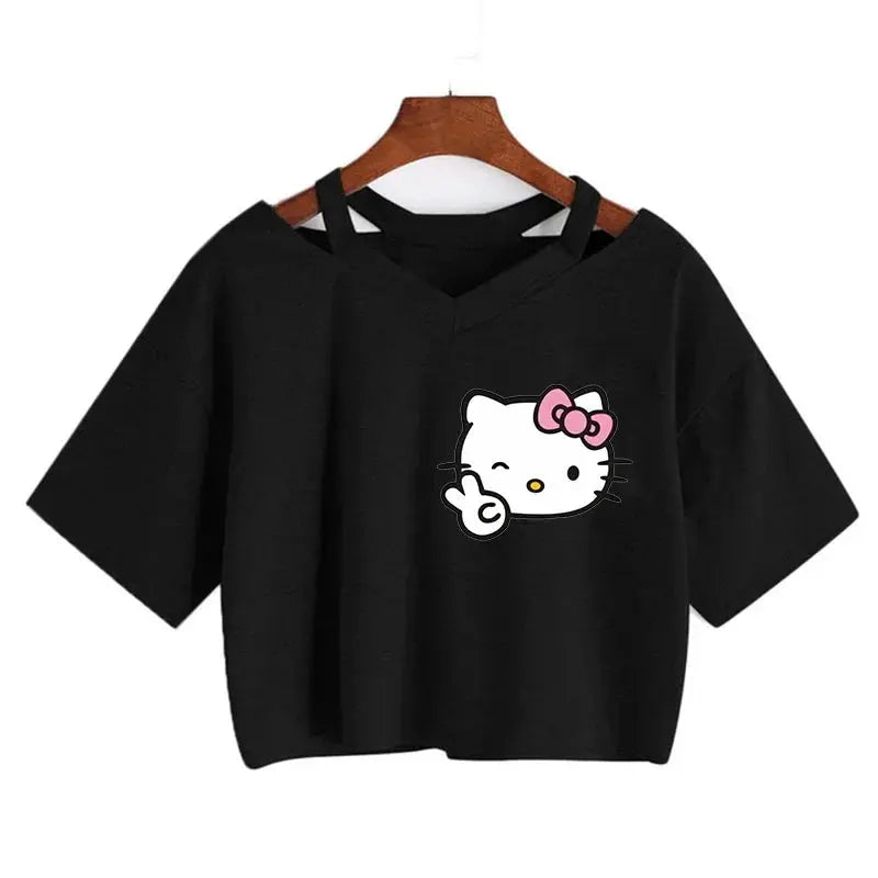 Crop Top Hello Kitty T-shirt - Browsglamour