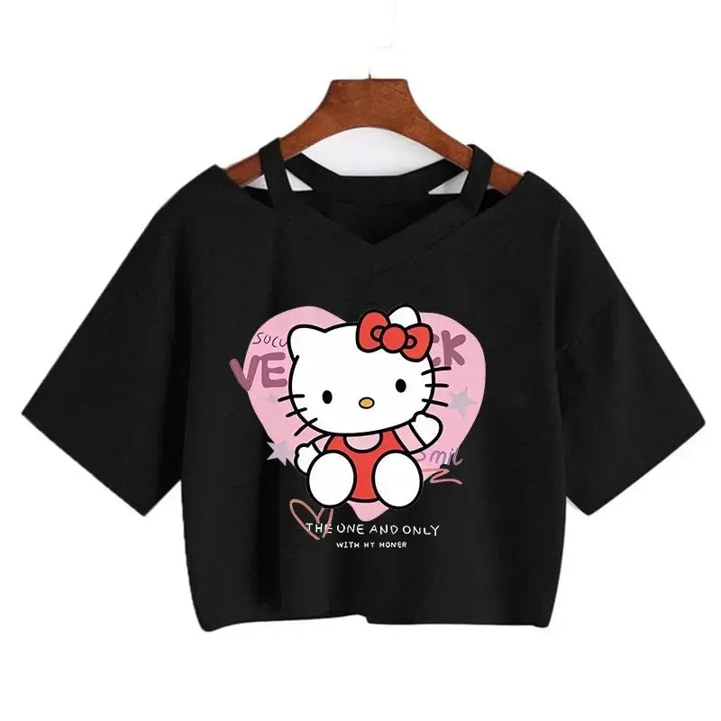 Crop Top Hello Kitty T-shirt - Browsglamour