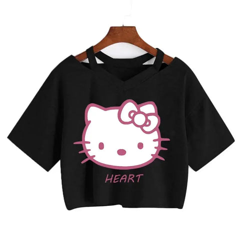 Crop Top Hello Kitty T-shirt - Browsglamour