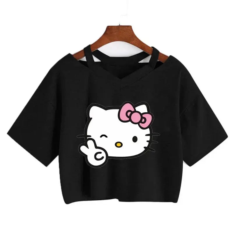 Crop Top Hello Kitty T-shirt - Browsglamour