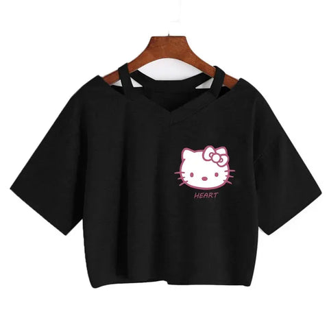 Crop Top Hello Kitty T-shirt - Browsglamour