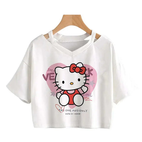 Crop Top Hello Kitty T-shirt - Browsglamour