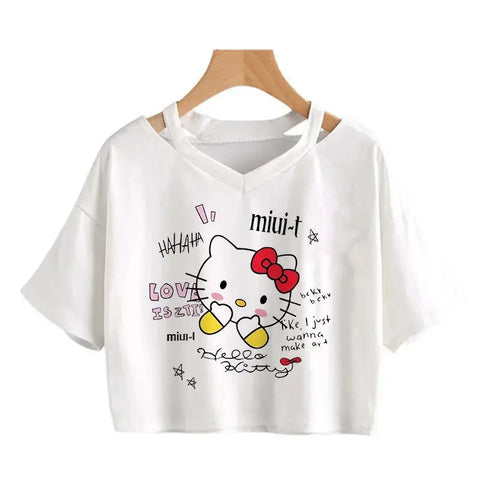 Crop Top Hello Kitty T-shirt - Browsglamour