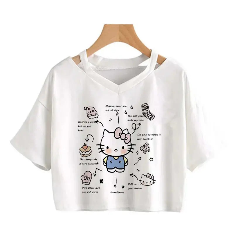 Crop Top Hello Kitty T-shirt - Browsglamour