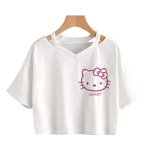 Crop Top Hello Kitty T-shirt - Browsglamour