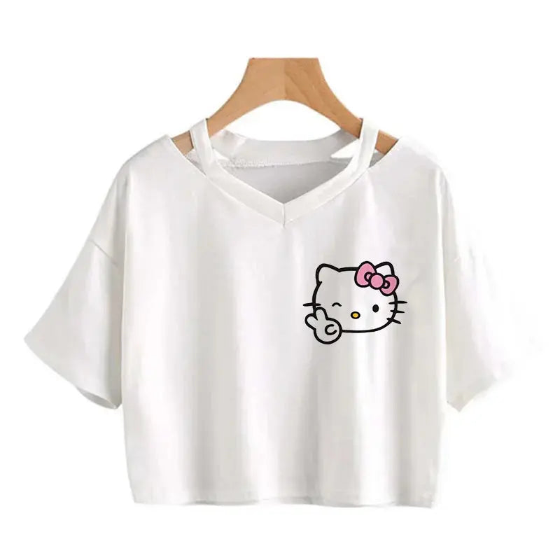 Crop Top Hello Kitty T-shirt - Browsglamour