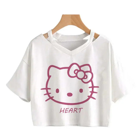 Crop Top Hello Kitty T-shirt - Browsglamour