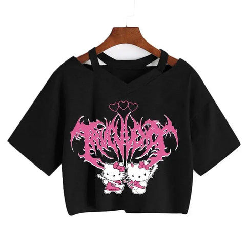 Crop Top Hello Kitty T-shirt - Browsglamour