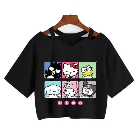 Crop Top Hello Kitty T-shirt - Browsglamour