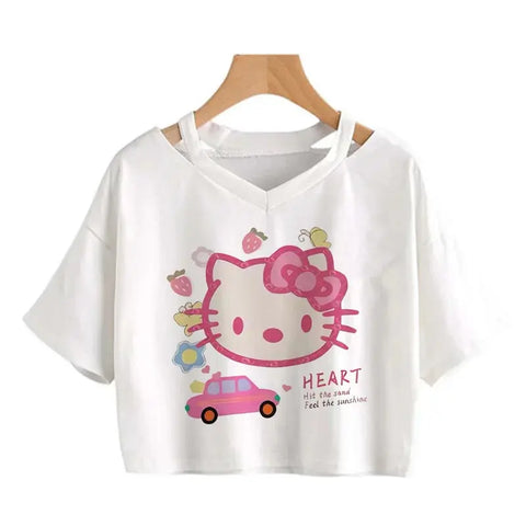 Crop Top Hello Kitty T-shirt - Browsglamour