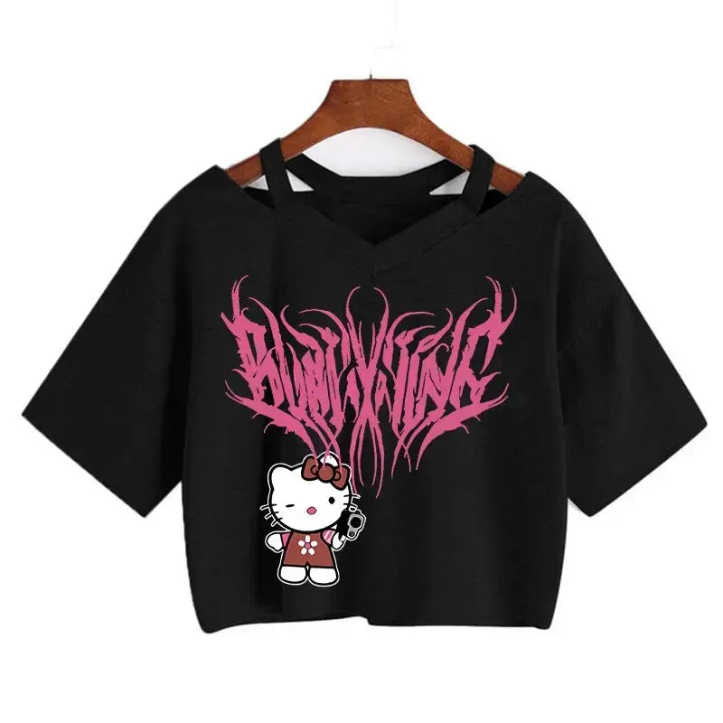 Crop Top Hello Kitty T-shirt - Browsglamour