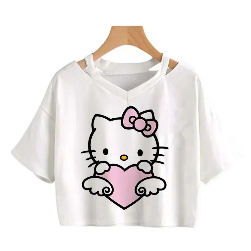 Crop Top Hello Kitty T-shirt - Browsglamour