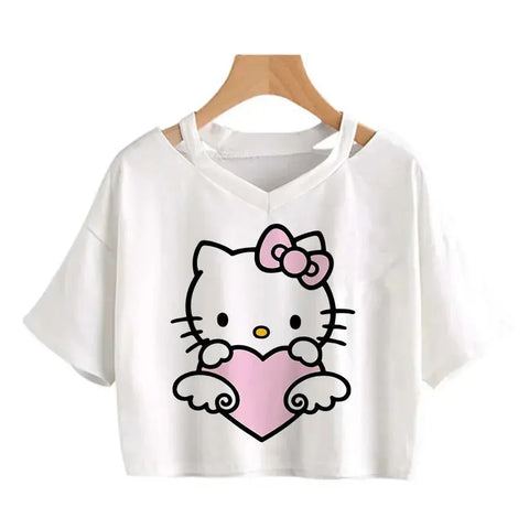 Crop Top Hello Kitty T-shirt - Browsglamour