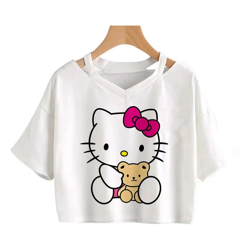 Crop Top Hello Kitty T-shirt - Browsglamour