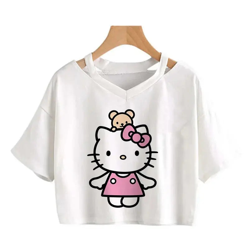 Crop Top Hello Kitty T-shirt - Browsglamour