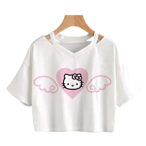 Crop Top Hello Kitty T-shirt - Browsglamour