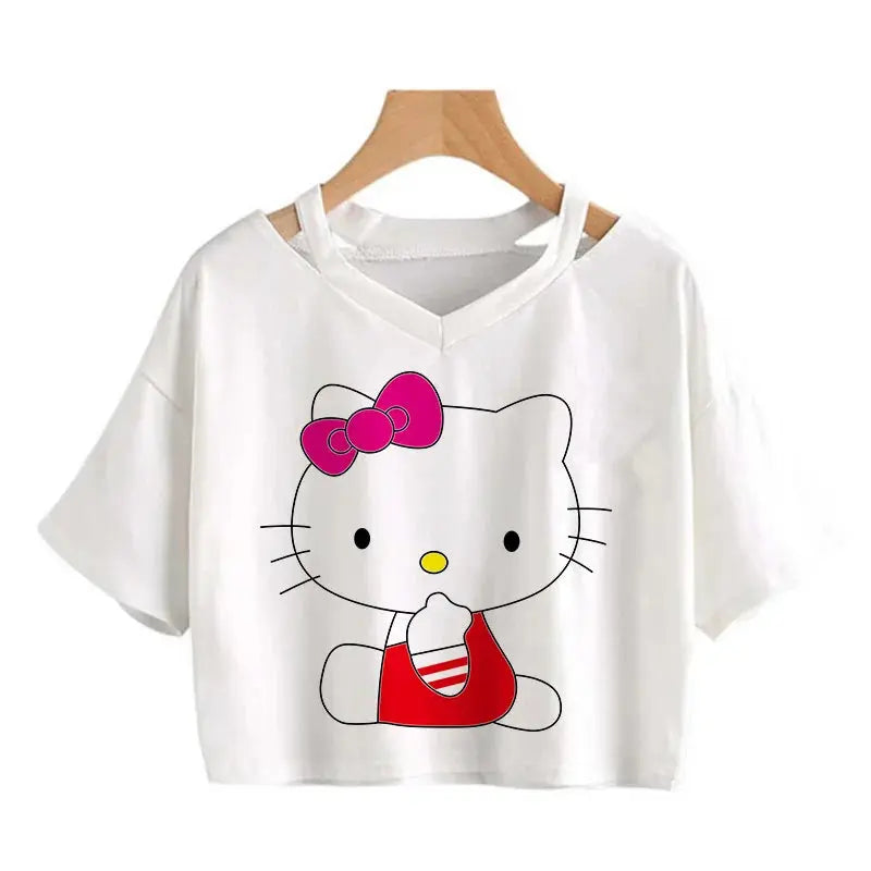 Crop Top Hello Kitty T-shirt - Browsglamour