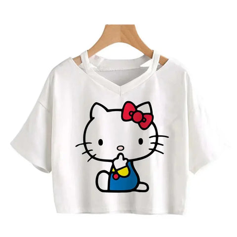 Crop Top Hello Kitty T-shirt - Browsglamour