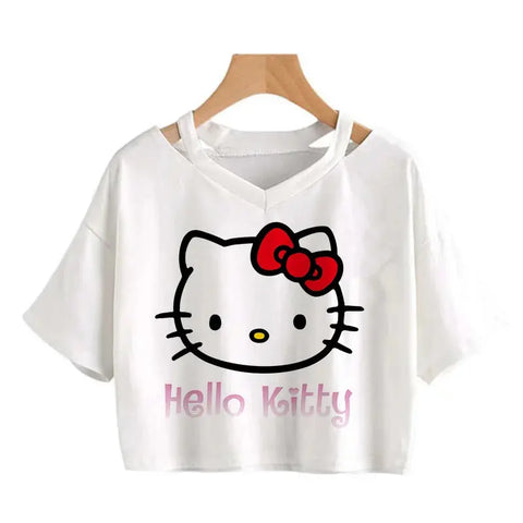 Crop Top Hello Kitty T-shirt - Browsglamour