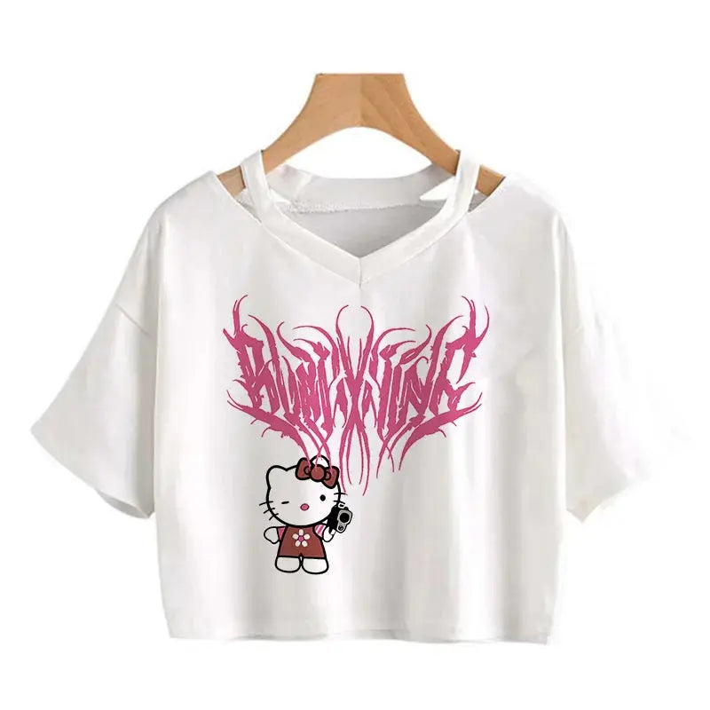 Crop Top Hello Kitty T-shirt - Browsglamour