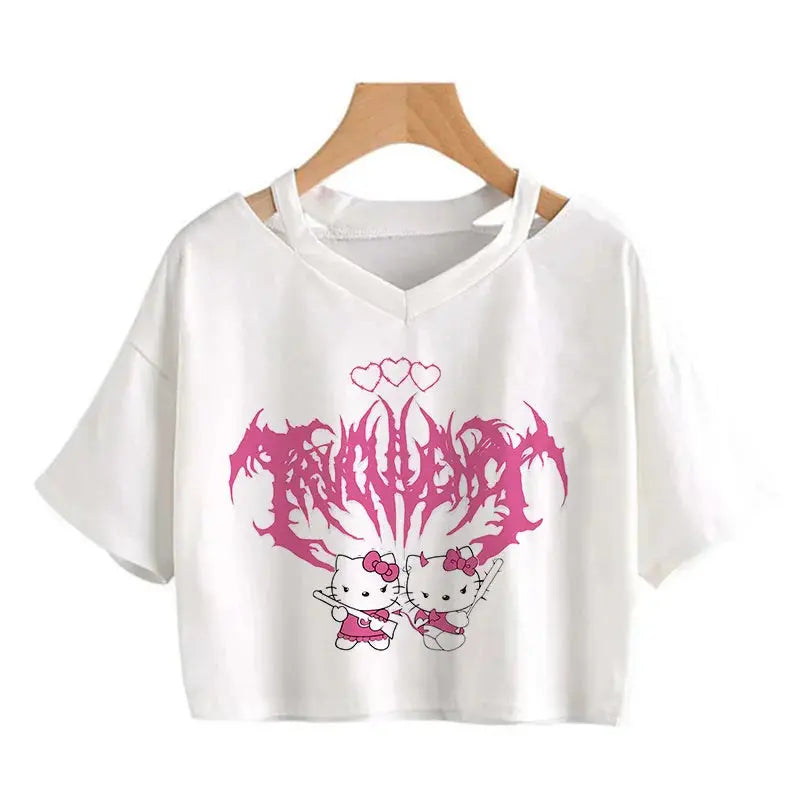 Crop Top Hello Kitty T-shirt - Browsglamour