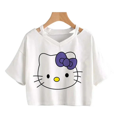 Crop Top Hello Kitty T-shirt - Browsglamour