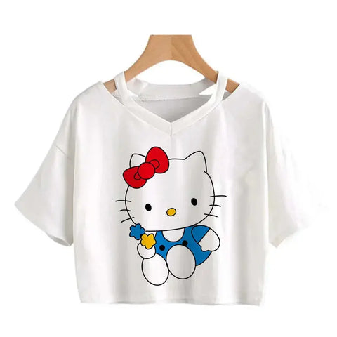 Crop Top Hello Kitty T-shirt - Browsglamour