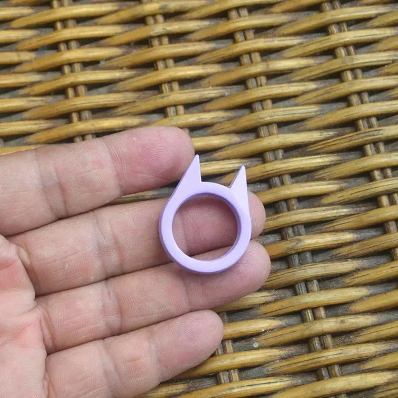 Cute Cat Ear Ring Men and women Self-Defense Ring Outdoor Survival Metal Ring Punk Style Emergency Protection Camping Jewelry - Browsglamour