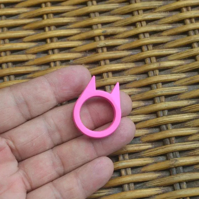 Cute Cat Ear Ring Men and women Self-Defense Ring Outdoor Survival Metal Ring Punk Style Emergency Protection Camping Jewelry - Browsglamour