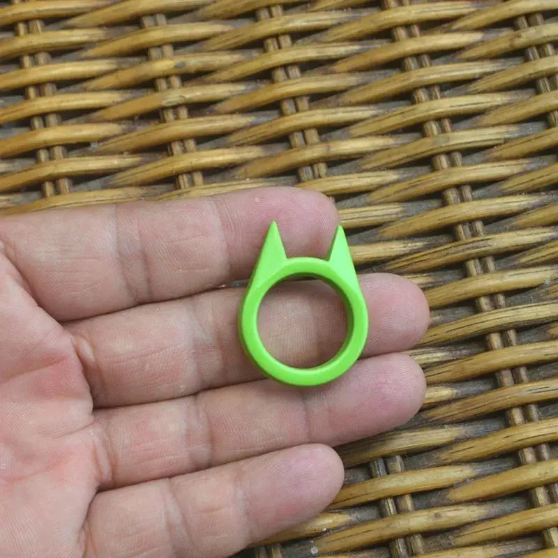 Cute Cat Ear Ring Men and women Self-Defense Ring Outdoor Survival Metal Ring Punk Style Emergency Protection Camping Jewelry - Browsglamour