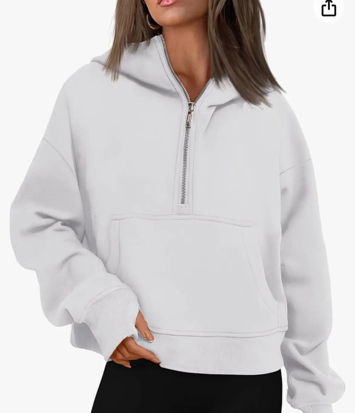 Double Take Half-Zip Thumbhole Sleeve Hoodie - Browsglamour