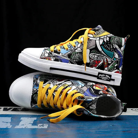 Fashion Graffiti Men's High Top Canvas Shoes Browsglamour