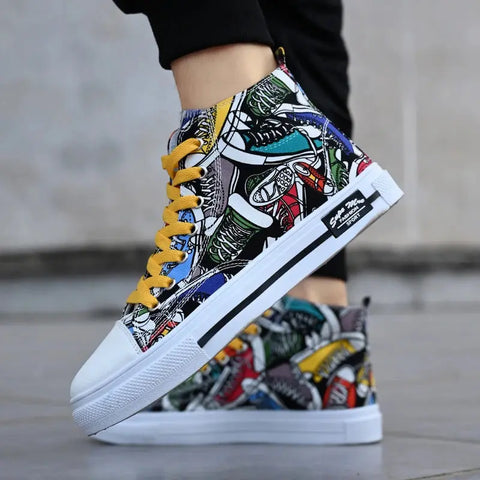 Fashion Graffiti Men's High Top Canvas Shoes Browsglamour