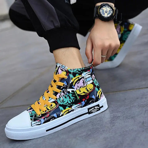 Fashion Graffiti Men's High Top Canvas Shoes Browsglamour