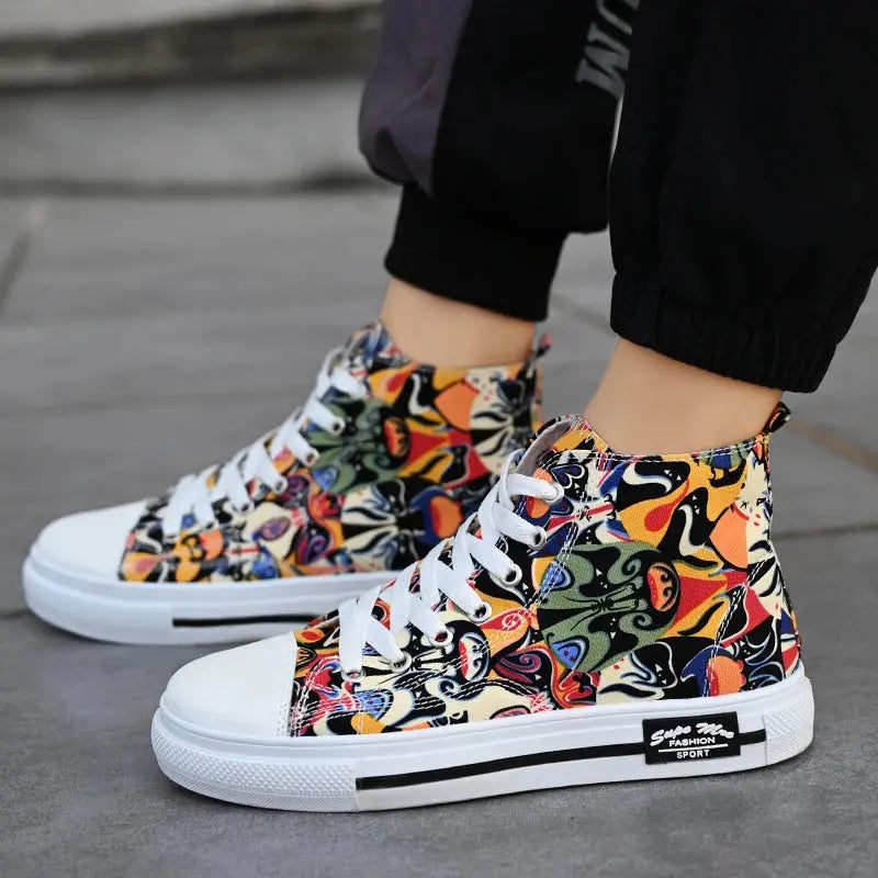 Fashion Graffiti Men's High Top Canvas Shoes Browsglamour