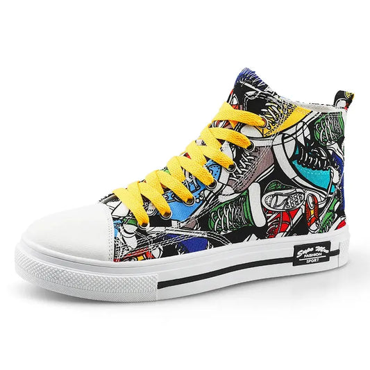 Fashion Graffiti Men's High Top Canvas Shoes - Browsglamour