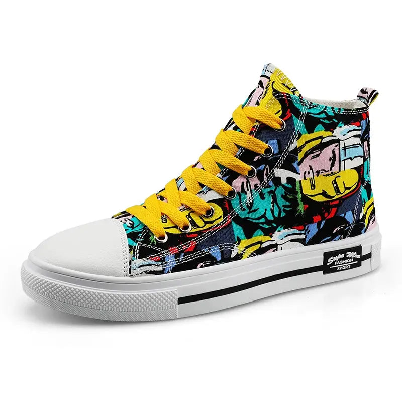 Fashion Graffiti Men's High Top Canvas Shoes - Browsglamour