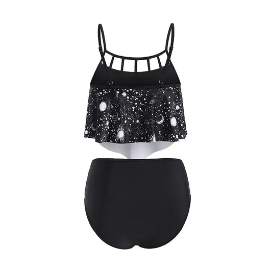 Gothic Astrology Sun Star Moon Tankini Set Swimwear - Browsglamour