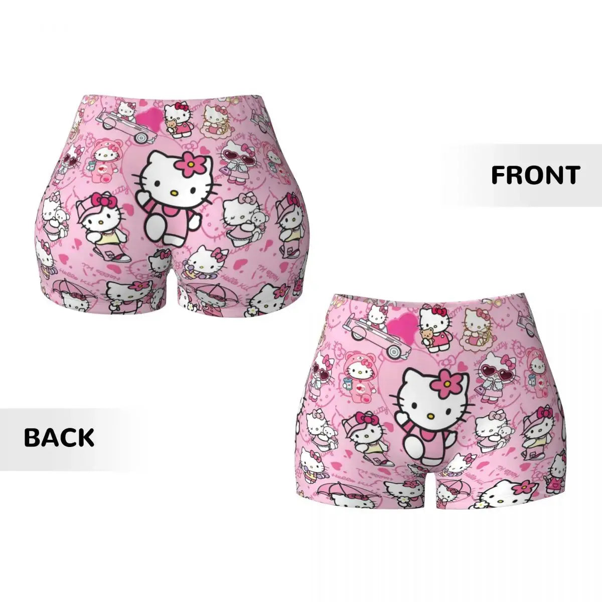 Hello Kitty Anime Cartoon Volleyball Biker Workout Shorts for Women Athletic Gym Yoga Shorts Browsglamour